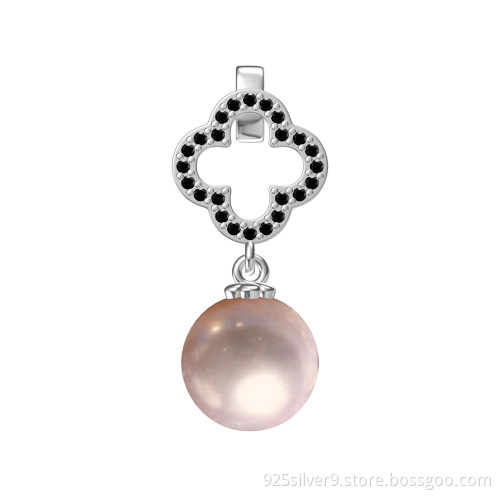 Wholesales customized 925 sterling silver clover earrings with fresh water pearl